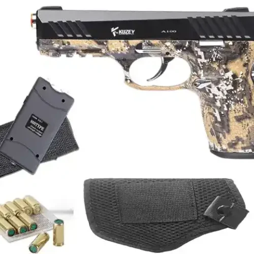 Kuzey A100 Camo Blank Gun with Blanks, Holster and Stun Gun