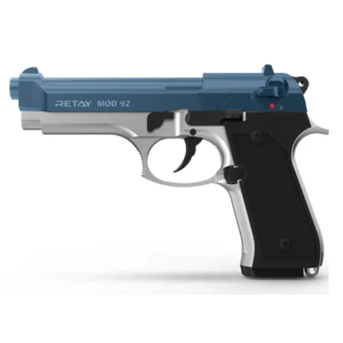 RETAY MOD 92 SHINY CHROME Blank Gun – Realistic and Durable for Training | Targeted Self